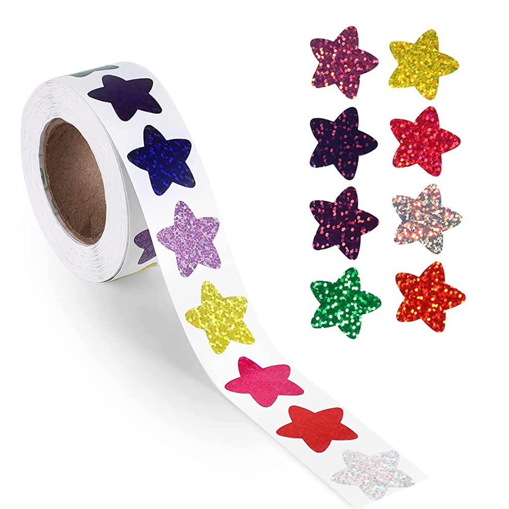 HASTHIP 500Pcs Glitter Star Stickers, 1 inch/2.54cm Self Adhesive Small Star Stickers for Reward Charts, Incentive Stickers Sparkly Star Stickers for Kids Teachers School Office (8 Colors) HASTHIP 500Pcs Glitter Star Stickers, 1 inch/2.54cm Self Adhesive Small Star Stickers for Reward Charts, Incentive Stickers Sparkly Star Stickers for Kids Teachers School Office (8 Colors)